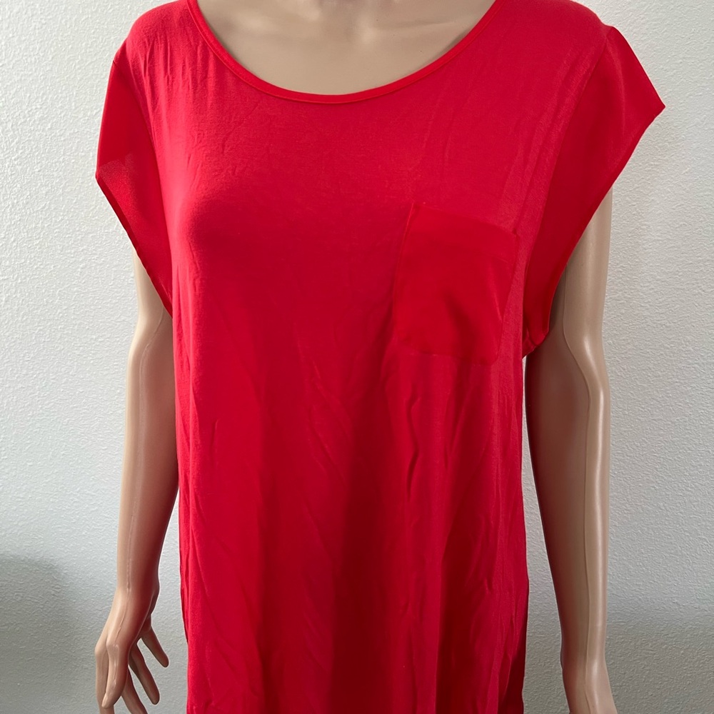Calvin Klein Red Scoop Neck Pocket Tank Top Gently used